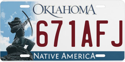 OK license plate 671AFJ