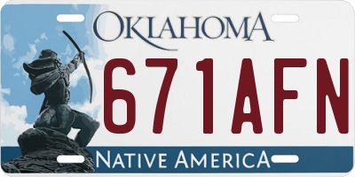 OK license plate 671AFN