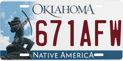 OK license plate 671AFW