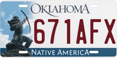 OK license plate 671AFX