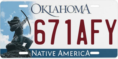 OK license plate 671AFY