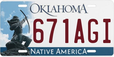 OK license plate 671AGI