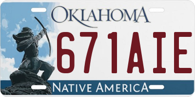 OK license plate 671AIE