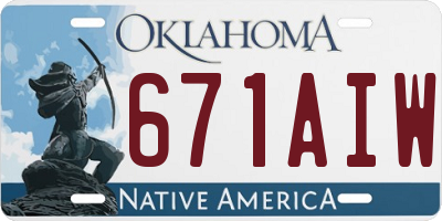 OK license plate 671AIW