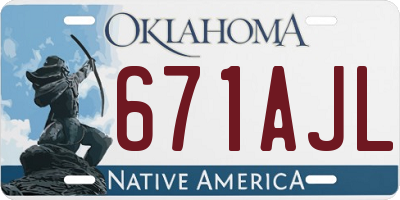 OK license plate 671AJL