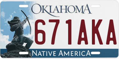 OK license plate 671AKA