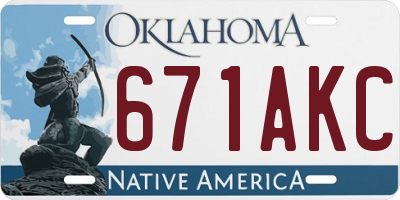 OK license plate 671AKC