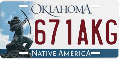 OK license plate 671AKG