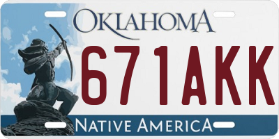 OK license plate 671AKK