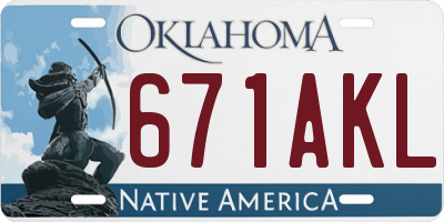 OK license plate 671AKL