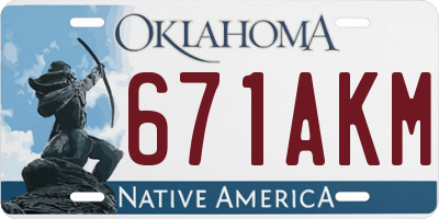 OK license plate 671AKM