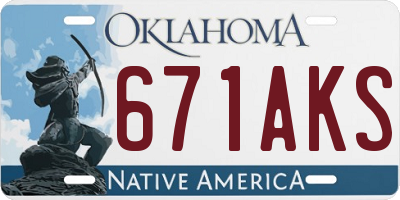 OK license plate 671AKS