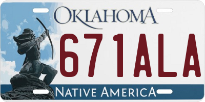OK license plate 671ALA