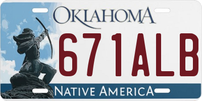 OK license plate 671ALB