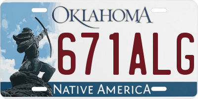 OK license plate 671ALG