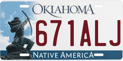 OK license plate 671ALJ