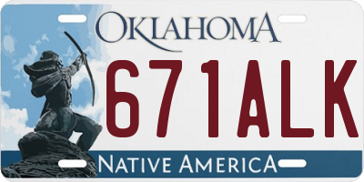OK license plate 671ALK