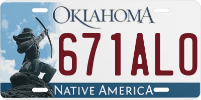 OK license plate 671ALO