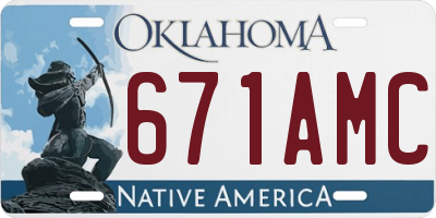 OK license plate 671AMC