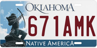 OK license plate 671AMK