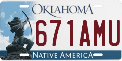 OK license plate 671AMU