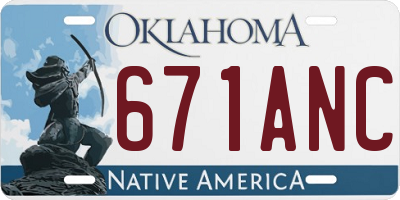 OK license plate 671ANC