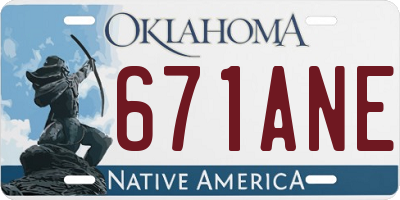 OK license plate 671ANE