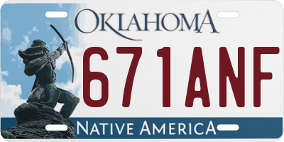 OK license plate 671ANF