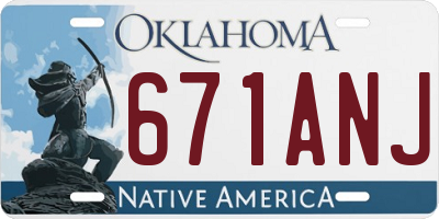 OK license plate 671ANJ