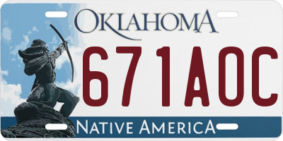OK license plate 671AOC