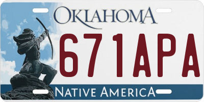 OK license plate 671APA