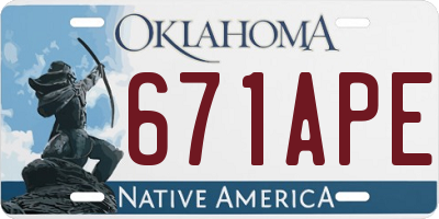 OK license plate 671APE