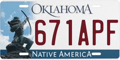 OK license plate 671APF