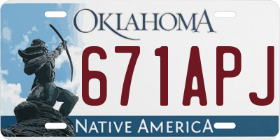 OK license plate 671APJ