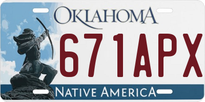 OK license plate 671APX