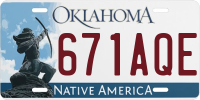 OK license plate 671AQE