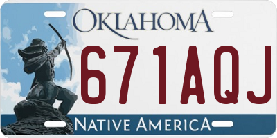 OK license plate 671AQJ