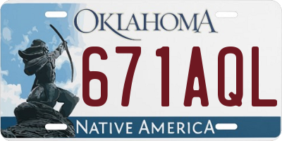 OK license plate 671AQL