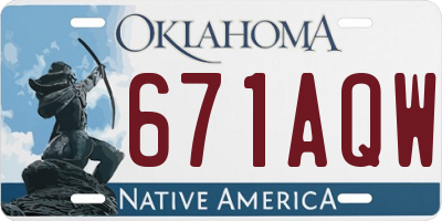 OK license plate 671AQW