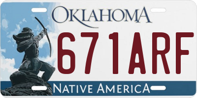 OK license plate 671ARF