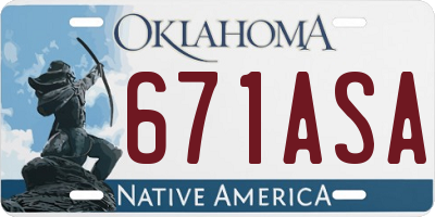 OK license plate 671ASA