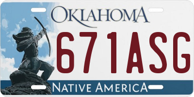 OK license plate 671ASG
