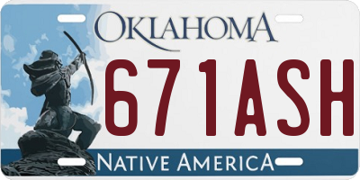 OK license plate 671ASH