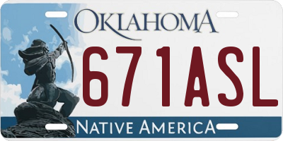 OK license plate 671ASL