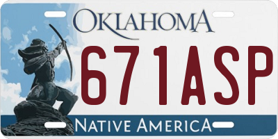 OK license plate 671ASP