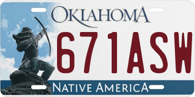 OK license plate 671ASW