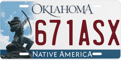OK license plate 671ASX