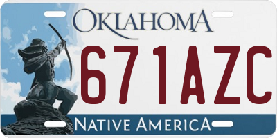 OK license plate 671AZC