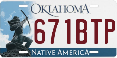 OK license plate 671BTP