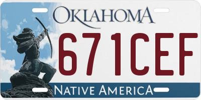 OK license plate 671CEF